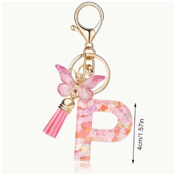 New Pink & Colorful Confetti Letter Keychains - Picture 4 of 15